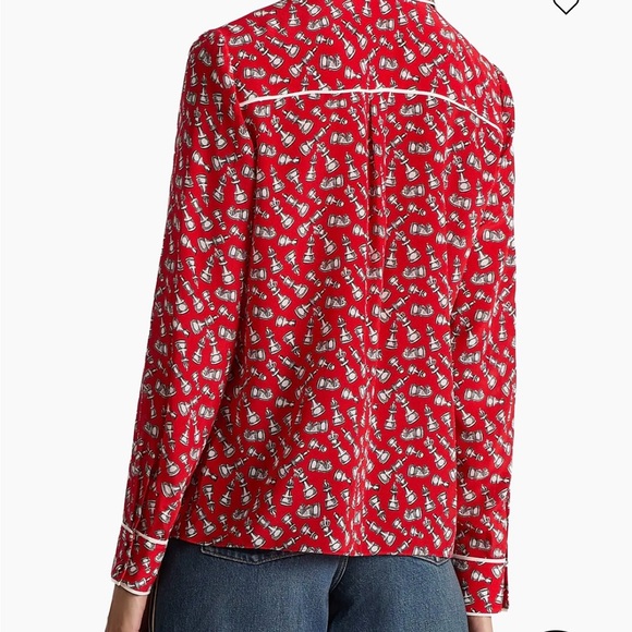 Alice + Olivia Willa Chess-Print Silk Shirt Size Medium - Picture 4 of 9